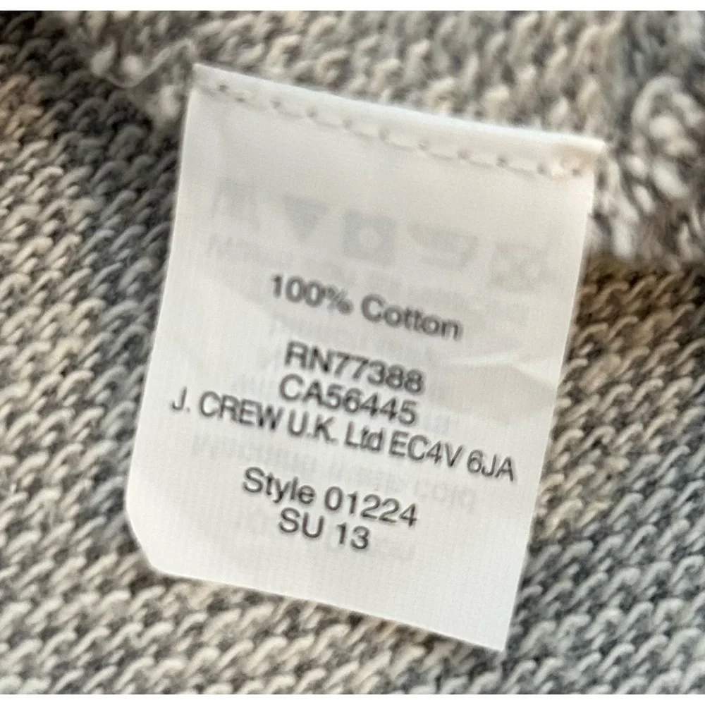 J Crew Medium Gray Terry Multicolor Floral Anchor Short Sleeve Sweatshirt
